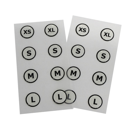 Bowman Dispensers Size Indicator Decals, 32 Count, Sizes XSXL NC026-0000